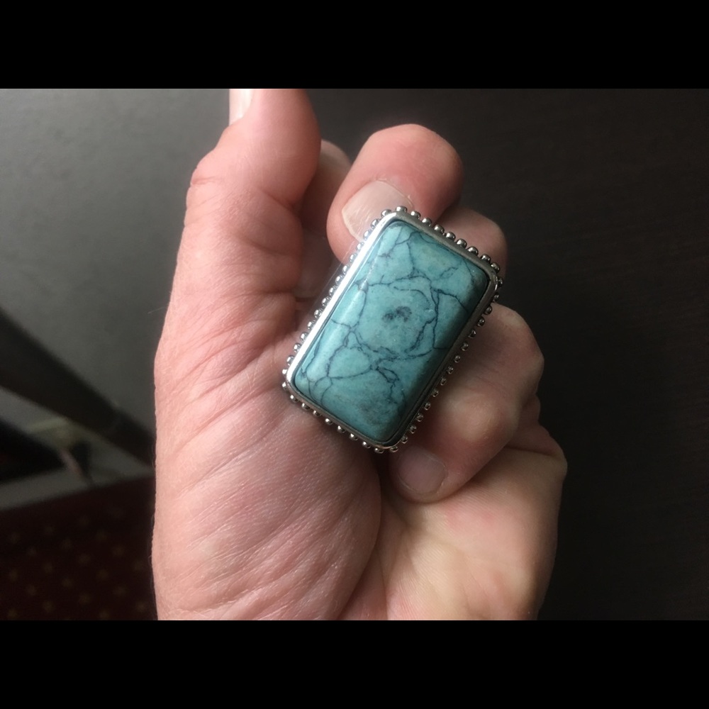 Solid Turquoise and Sterling Ring